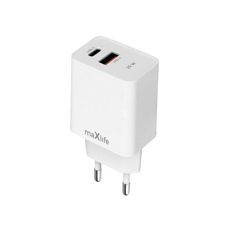 maxlife 20W PD QC Oplader USB-C/USB-A Hvid