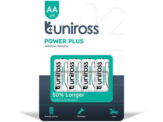 Uniross Batteri Pakke med 4 stk AA/LR6 Alkaline Power Plus