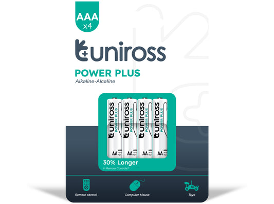 Uniross Batteri Pakke med 4 stk AAA/LR3 Alkaline Power Plus